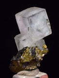 3cms BLUE FLUORITE CUBIC CRYSTALS PYRITE PERU MINERAL SPECIMEN KB183