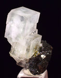3cms BLUE FLUORITE CUBIC CRYSTALS PYRITE PERU MINERAL SPECIMEN KB183