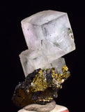 3cms BLUE FLUORITE CUBIC CRYSTALS PYRITE PERU MINERAL SPECIMEN KB183