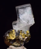 3cms BLUE FLUORITE CUBIC CRYSTALS PYRITE PERU MINERAL SPECIMEN KB183