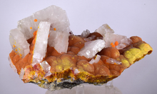 Load image into Gallery viewer, 14cms ORPIMENT BARITE CRYSTAL Realgar Pyrite Mineral Sample Peru Mineral Specimen Q348
