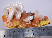 Load image into Gallery viewer, 14cms ORPIMENT BARITE CRYSTAL Realgar Pyrite Mineral Sample Peru Mineral Specimen Q348
