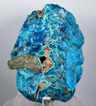 9cm GEM BLUE MALACHITE rough banded shiny new find peru prehistoric fish like mineral specimen a122