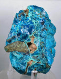 9cm GEM BLUE MALACHITE rough banded shiny new find peru prehistoric fish like mineral specimen a122