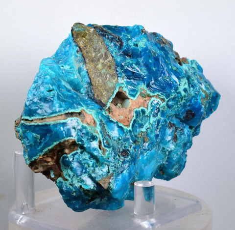 9cm GEM BLUE MALACHITE rough banded shiny new find peru prehistoric fish like mineral specimen a122
