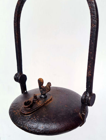 59cms ORIGINAL LENTICULAR FRANCE 1800s miners lamp tunnel lantern iron cast A150