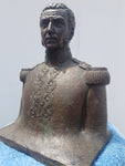 SAN MARTIN SCULPTURE by Sculptor Artemio Ocaña Ocana 1950 22cms. Peru Bicentenario Bust Jose de San Martín Decorator Art Bronze