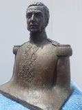SAN MARTIN SCULPTURE by Sculptor Artemio Ocaña Ocana 1950 22cms. Peru Bicentenario Bust Jose de San Martín Decorator Art Bronze
