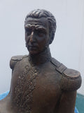 SAN MARTIN SCULPTURE by Sculptor Artemio Ocaña Ocana 1950 22cms. Peru Bicentenario Bust Jose de San Martín Decorator Art Bronze