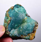 86grs GEM SILICA CHRYSOCOLLA chalcedony quartz rough lily mine peru bluish green jade emerald color mineral specimen a196