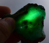 86grs GEM SILICA CHRYSOCOLLA chalcedony quartz rough lily mine peru bluish green jade emerald color mineral specimen a196