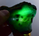 86grs GEM SILICA CHRYSOCOLLA chalcedony quartz rough lily mine peru bluish green jade emerald color mineral specimen a196