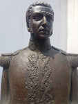 SAN MARTIN SCULPTURE by Sculptor Artemio Ocaña Ocana 1950 22cms. Peru Bicentenario Bust Jose de San Martín Decorator Art Bronze