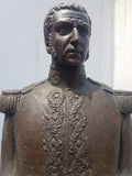 SAN MARTIN SCULPTURE by Sculptor Artemio Ocaña Ocana 1950 22cms. Peru Bicentenario Bust Jose de San Martín Decorator Art Bronze