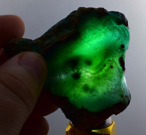 86grs GEM SILICA CHRYSOCOLLA chalcedony quartz rough lily mine peru bluish green jade emerald color mineral specimen a196