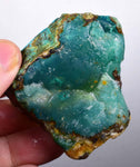 86grs GEM SILICA CHRYSOCOLLA chalcedony quartz rough lily mine peru bluish green jade emerald color mineral specimen a196