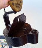 PRUSS MINERS LAMP Rare Frog Oil Iron Cast Lantern Antique Germany 1800 glück auf A252