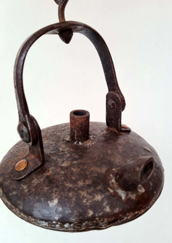 55cms  LENTICULAR miners lamp tunnel lantern iron cast a255