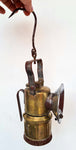 34ms MINERS LAMP JUSTRITE  Carbide Usa Vintage Lantern Brass Bronze  a373