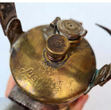 34ms MINERS LAMP JUSTRITE  Carbide Usa Vintage Lantern Brass Bronze  a373