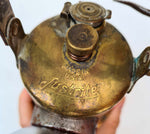 34ms MINERS LAMP JUSTRITE  Carbide Usa Vintage Lantern Brass Bronze  a373