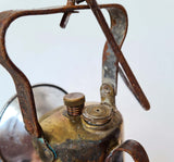 34ms MINERS LAMP JUSTRITE  Carbide Usa Vintage Lantern Brass Bronze  a373