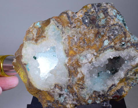 14cms DRUZY CHRYSOCOLLA ET Alien Quartz Ufo Lily Mine Peru Skull Suizeki Calcite Cuprite  Mineral Specimen D133