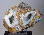 14cms DRUZY CHRYSOCOLLA ET Alien Quartz Ufo Lily Mine Peru Skull Suizeki Calcite Cuprite  Mineral Specimen D133