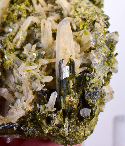 6.5cms EPIDOTE QUARTZ CRYSTALS Peru Cluster Collector Green Color Mineral Specimen CE792