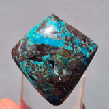 3.1cms CHRYSOCOLLA CAMPBELLITE (?) CUPRITE Quartz Copper Malachite Cabochon Peru Turquoise Color B651