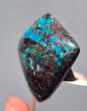 3.1cms CHRYSOCOLLA CAMPBELLITE (?) CUPRITE Quartz Copper Malachite Cabochon Peru Turquoise Color B651