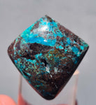 3.1cms CHRYSOCOLLA CAMPBELLITE (?) CUPRITE Quartz Copper Malachite Cabochon Peru Turquoise Color B651