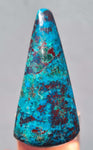 4.5cms CHRYSOCOLLA CAMPBELLITE (?) CUPRITE Quartz Copper Malachite Cabochon Peru Turquoise Color B653