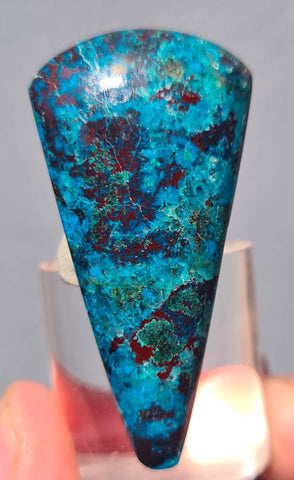 4.5cms CHRYSOCOLLA CAMPBELLITE (?) CUPRITE Quartz Copper Malachite Cabochon Peru Turquoise Color B653