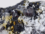 6.4cm PROUSTITE RUBY SILVER Red Crystals Pyrite Mangano Calcite Pyrargyrite Galena Mineral Peru HE180