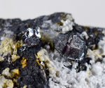 6.4cm PROUSTITE RUBY SILVER Red Crystals Pyrite Mangano Calcite Pyrargyrite Galena Mineral Peru HE180