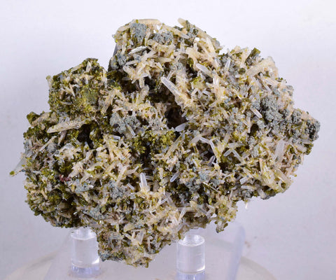 8cms EPIDOTE QUARTZ CRYSTALS Peru Cluster Collector Green Color Mineral Specimen CE791