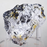 6.4cm PROUSTITE RUBY SILVER Red Crystals Pyrite Mangano Calcite Pyrargyrite Galena Mineral Peru HE180