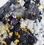 6.4cm PROUSTITE RUBY SILVER Red Crystals Pyrite Mangano Calcite Pyrargyrite Galena Mineral Peru HE180