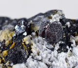 6.4cm PROUSTITE RUBY SILVER Red Crystals Pyrite Mangano Calcite Pyrargyrite Galena Mineral Peru HE180