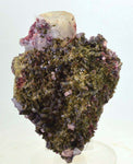 14cms EPIDOTE CRYSTALS CALCITE limonite peru green color mineral specimen C651