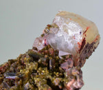 14cms EPIDOTE CRYSTALS CALCITE limonite peru green color mineral specimen C651