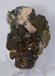 11cms GEM RHODOCHROSITE ROSETTE pyrite quartz crystals mineral specimen R437
