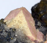 11cms GEM RHODOCHROSITE ROSETTE pyrite quartz crystals mineral specimen R437