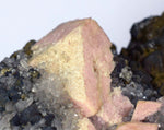 11cms GEM RHODOCHROSITE ROSETTE pyrite quartz crystals mineral specimen R437