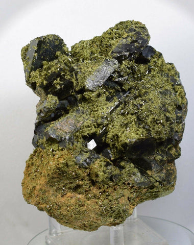 11ms PREMIUM EPIDOTE CRYSTALS cluster peru green color mineral specimen C525