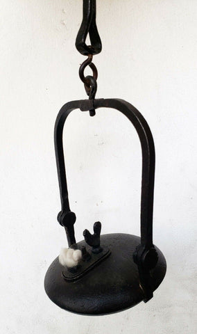 56cms ORIGINAL LENTICULAR FRANCE 1800s miners lamp tunnel lantern iron cast N32