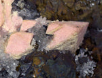 11cms GEM RHODOCHROSITE ROSETTE pyrite quartz crystals mineral specimen R437