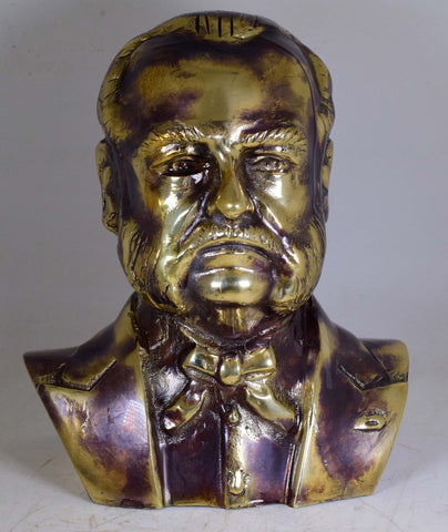22cms SCULPTURE MIGUEL GRAU Bust Bronze Peru Art Decorator Almirant Marine