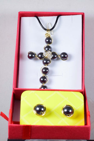PENDANT EARRING HEMATITE  Silver Plated Copper Jewelry Peru J528